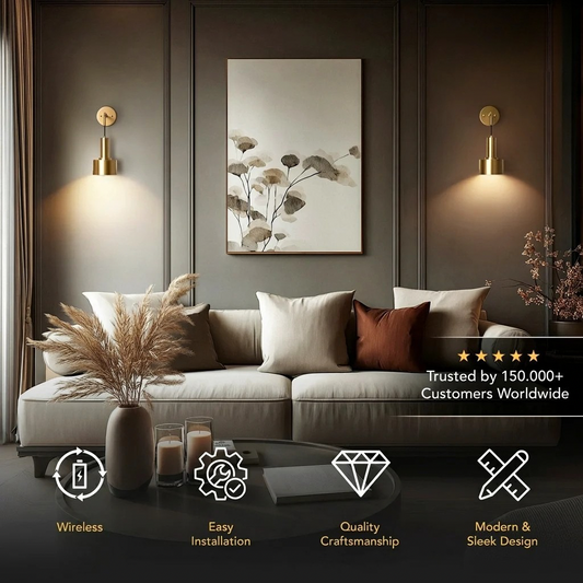 PRECI |WIRELESS WALL SCONCES (SET OF 2 + 2 BULBS FREE)