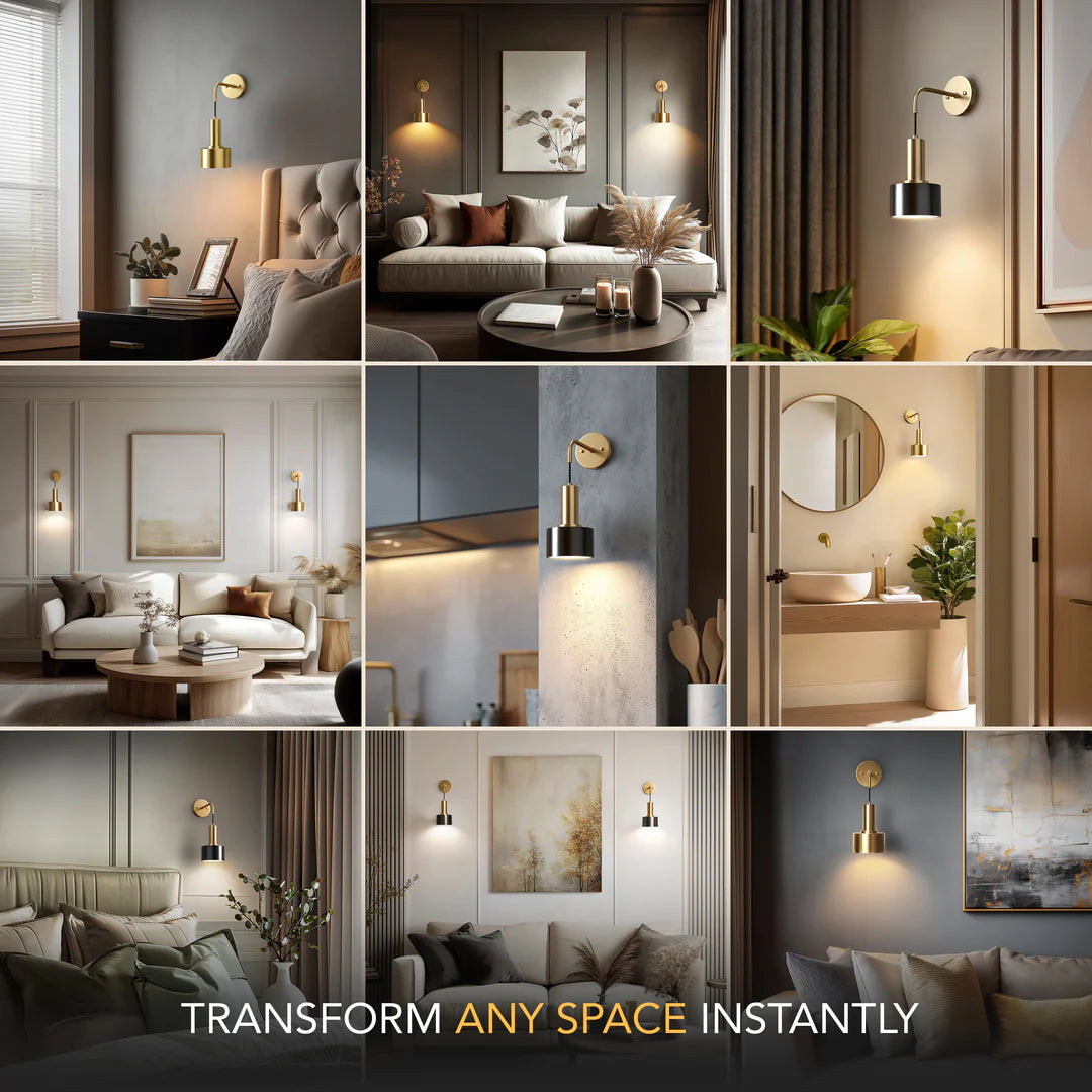 PRECI |WIRELESS WALL SCONCES (SET OF 2 + 2 BULBS FREE)
