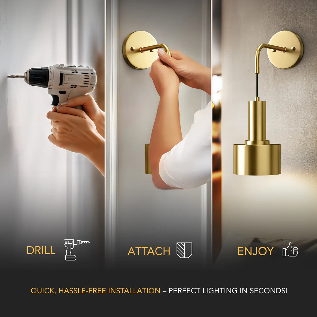 PRECI |WIRELESS WALL SCONCES (SET OF 2 + 2 BULBS FREE)